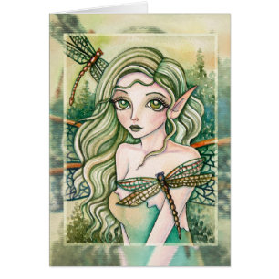 Blanco kaart - groene dragonfly