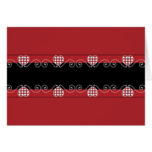 Blanco kaart met achtergrond rood en zwart hart (Voorkant Horizontaal)