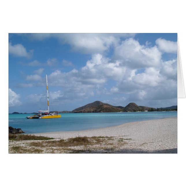 Blanco Kaart met afbeelding van Catamaran Antigua (Voorkant Horizontaal)