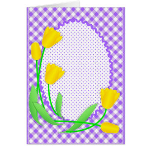 Blanco Kaart met Gingham en Tulpen
