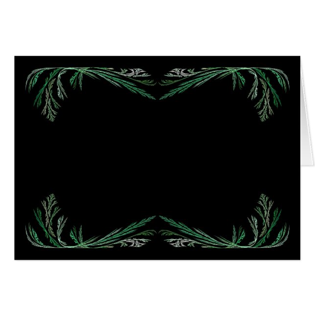 Blanco Kaart met Groene & Zwarte Fractal Border (Voorkant Horizontaal)