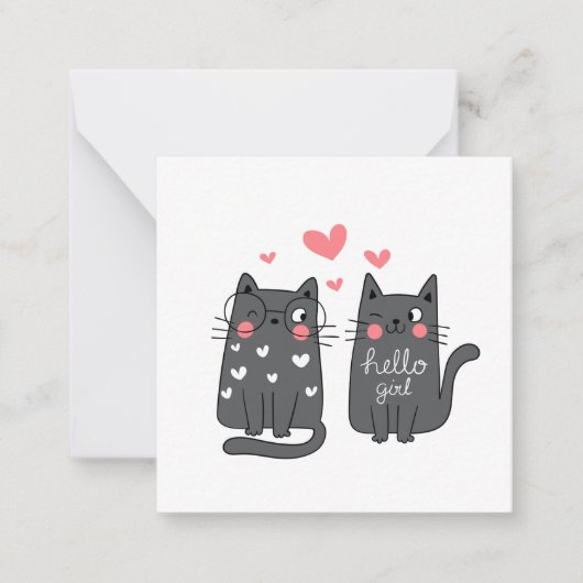 Blanco kaart met katten notitiekaartje (Voorkant)