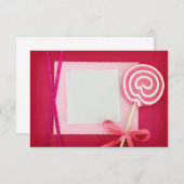 Blanco kaart met lolly op roze achtergrond (Voorkant / Achterkant)