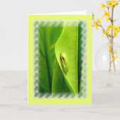 Blanco Kaart notitie, groene kikker (Gele Bloem)