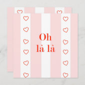 Blanco Kaart Roze Stripe Oh La La La La (Voorkant / Achterkant)