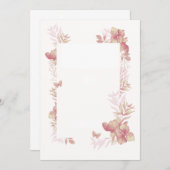 Blanco Kaart -roze tinten bloemmotief en vlindermo (Voorkant / Achterkant)