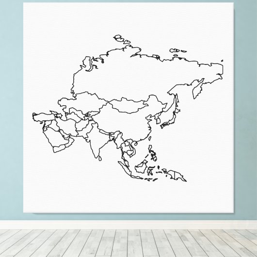 Blanco kaart van Azië Canvas Afdruk (Insitu (Houten vloer))