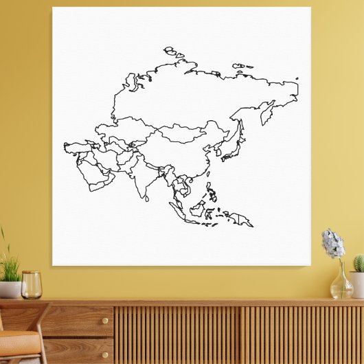 Blanco kaart van Azië Canvas Afdruk (Insitu (Woonkamer))