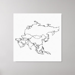 Blanco kaart van Azië Canvas Afdruk
