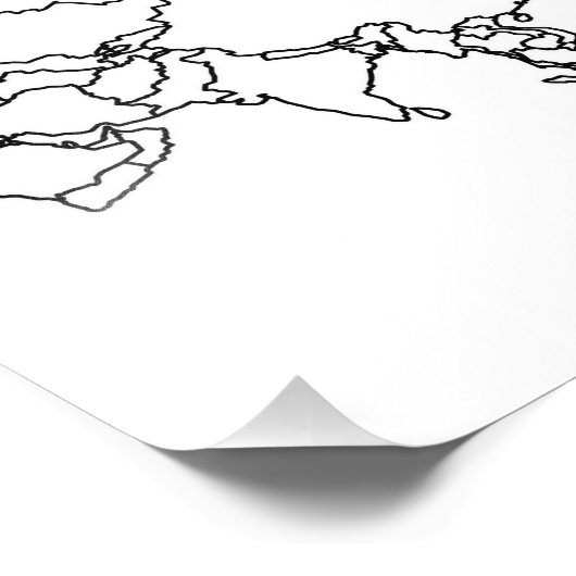 Blanco kaart van Azië Foto Afdruk (Hoek)