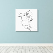 Blanco kaart van Noord-Amerika Canvas Afdruk (Insitu (Houten vloer))