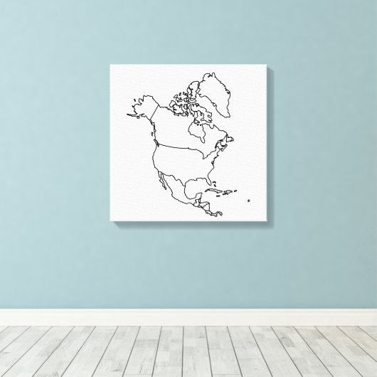 Blanco kaart van Noord-Amerika Canvas Afdruk (Insitu (Houten vloer))