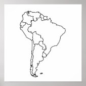 Blanco kaart van Zuid-Amerika Poster (Voorkant)