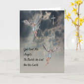 Blanco Kaart voor religieuze notities met Angels (Gele Bloem)