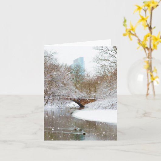 Blanco kaart - wintersneeuwscène (Gele Bloem)