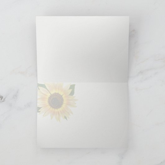 blanco kaart zonnebloempet op gingham (Binnen)