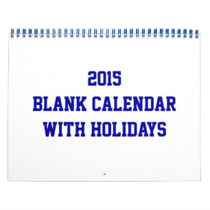Blanco kalender 2015 met Feestdagen en blauwe draa