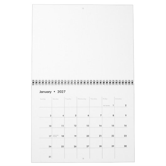 Blanco kalender 2015 met Feestdagen en blauwe draa (Jan 2027)