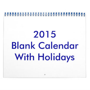 Blanco kalender 2015 met Feestdagen en blauwe draa