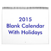 Blanco kalender 2015 met Feestdagen en blauwe draa (Hoes)