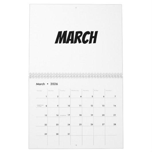 Blanco kalender 2023 - Aangepast met Feestdagen (Mar 2026)