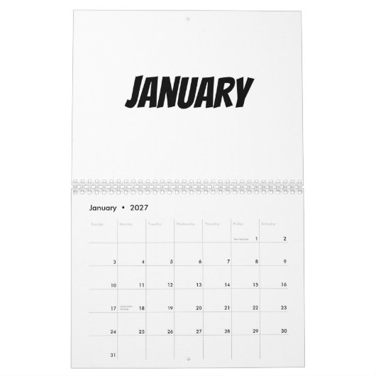 Blanco kalender 2023 - Aangepast met Feestdagen (Jan 2027)