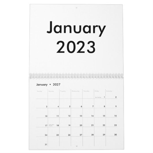 Blanco kalender 2023 met maanden (Jan 2027)