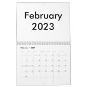 Blanco kalender 2023 met maanden (Feb 2027)