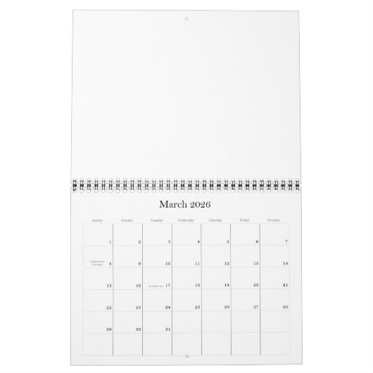 Blanco kalender 2026 (Mar 2026)
