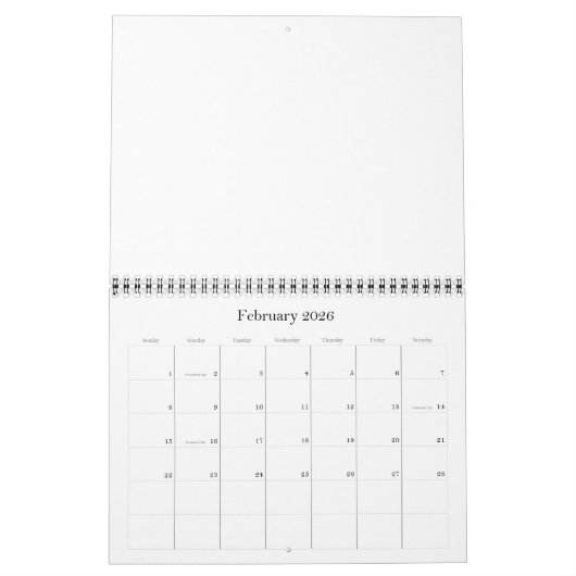 Blanco kalender 2026 (Feb 2026)