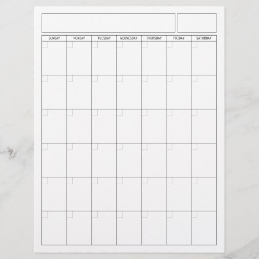 Blanco kalender pagina - Zondag Start Portret Uitz Briefhoofd (Voorkant)