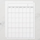 Blanco kalender pagina - Zondag Start Portret Uitz Briefhoofd (Voorkant / Achterkant)