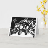 Blanco kerst Kaart - Beer (Gele Bloem)