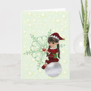 Blanco kerstfeest Elf Feestdagen Kaart