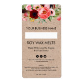 Blanco Kraft Floral Soy Wax Melt Labels (Voorkant)
