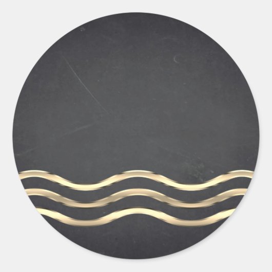 Blanco krijtbord Gold Striped Curved aanpassen Ronde Sticker (Voorkant)