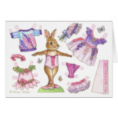 Blanco Larkspur Ballerina Bunny Paper Doll Kaart (Voorkant Horizontaal)