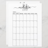 Blanco maand monogram planningsschema agenda (Voorkant / Achterkant)