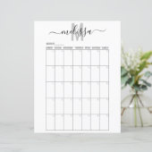 Blanco maand monogram planningsschema agenda (Staand voorkant)