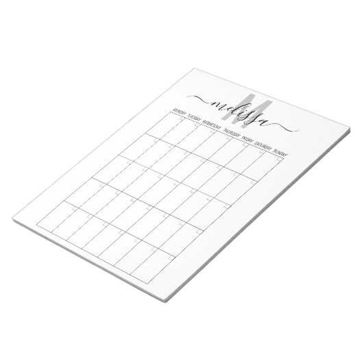 Blanco maand monogram planningsschema agenda notitieblok (Schuin)
