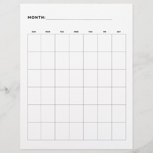 Blanco maandkalender met 6 weken 8,5 x 11 flyer (Voorkant)