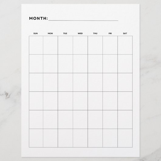 Blanco maandkalender met 6 weken 8,5 x 11 flyer (Achterkant)