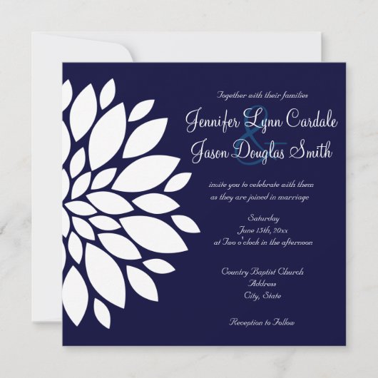 Blanco marineplein Square Wedding Invitding White Kaart (Voorkant)