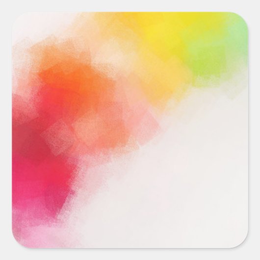 Blanco, matige kleurrijke Sjabloon Roze rood geel Vierkante Sticker (Voorkant)