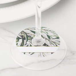 Blanco naam Elegante olijftak Wijnglaslabel