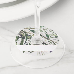 Blanco naam Elegante olijftak Wijnglaslabel