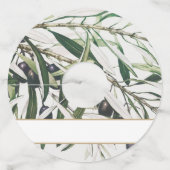 Blanco naam Elegante olijftak Wijnglaslabel (Voorkant)