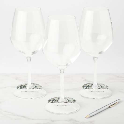 Blanco naam Elegante  olijftak Wijnglaslabel (Set)