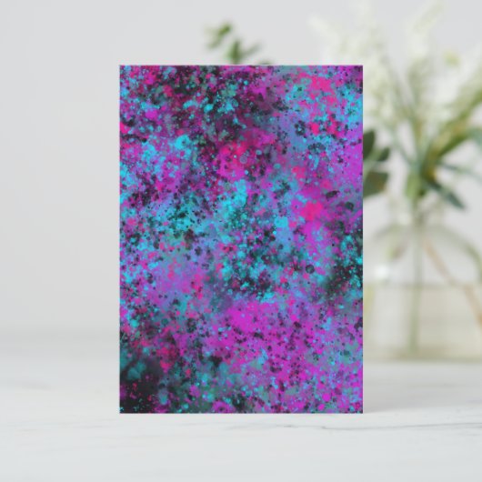 Blanco Neon Paint Splatter Invitation Kaart (Staand voorkant)
