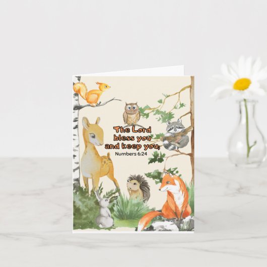 Blanco notiecard met Waterverf Woodland Animals Kaart (Kleine Plant)